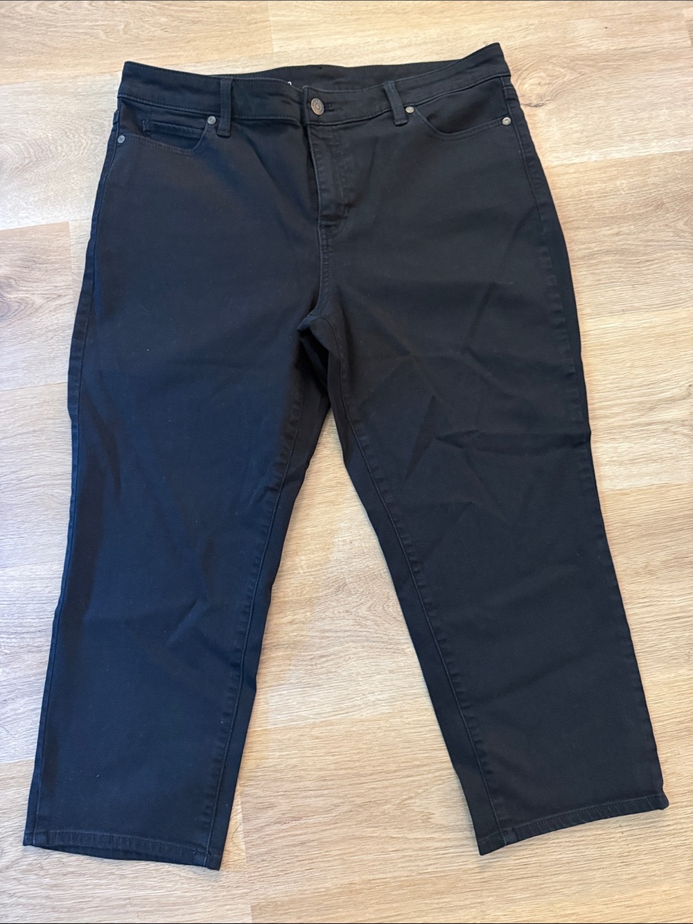 Talbots Black Classic Cropped Straight-Leg Jeans size 14 petite